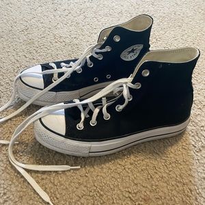 Black high-top platform converse